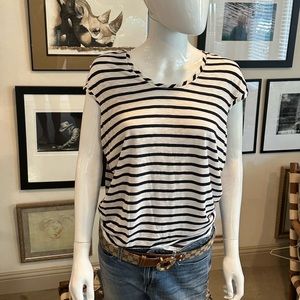 Splendid Navy and White Striped Iconic Circle Top